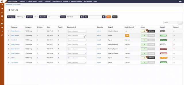 Overview of the Destwin NCO log screen